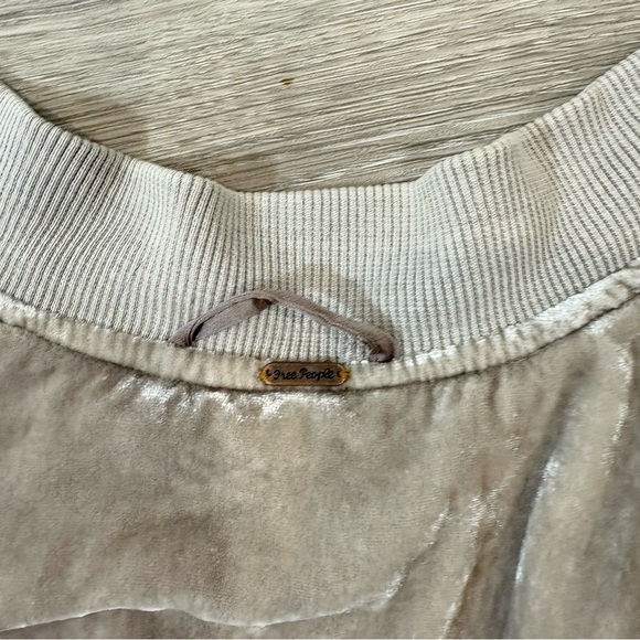 Free People Ruched Velvet Bomber Jacket   sz 8 - Picture 6 of 12